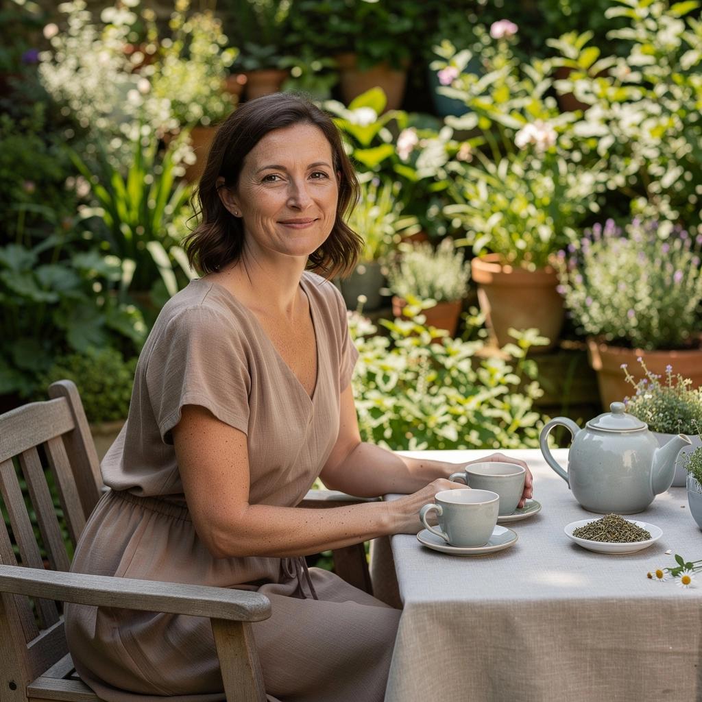 Prikaz čaja u čaši s cvjetovima lavande oko nje.